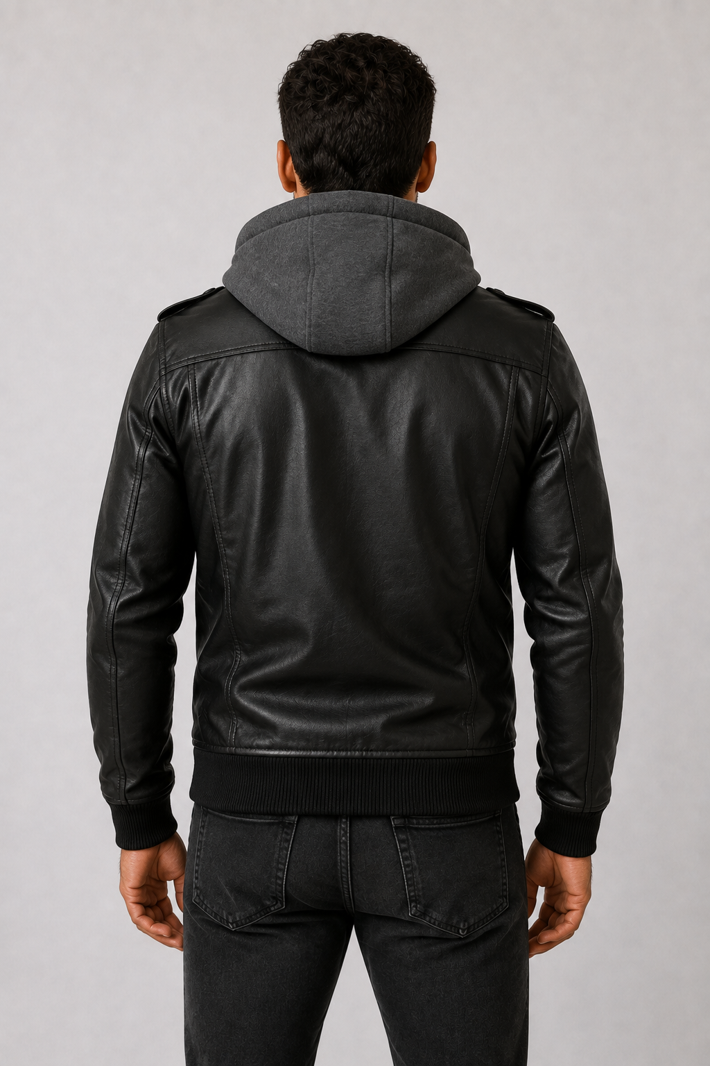 Chaqueta de Cuero Motero Hombre