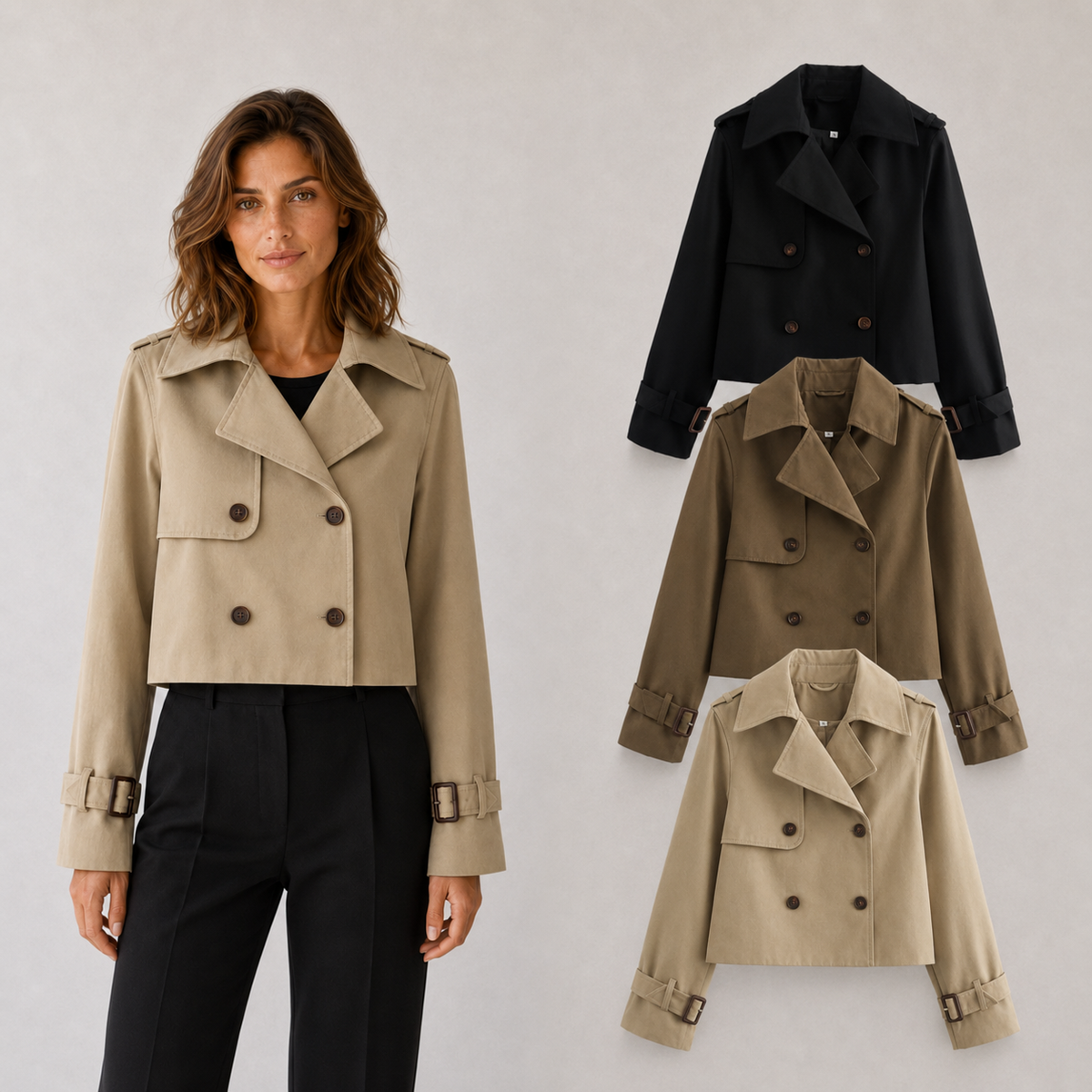 Gabardina Corta Vintage de Doble Botonadura