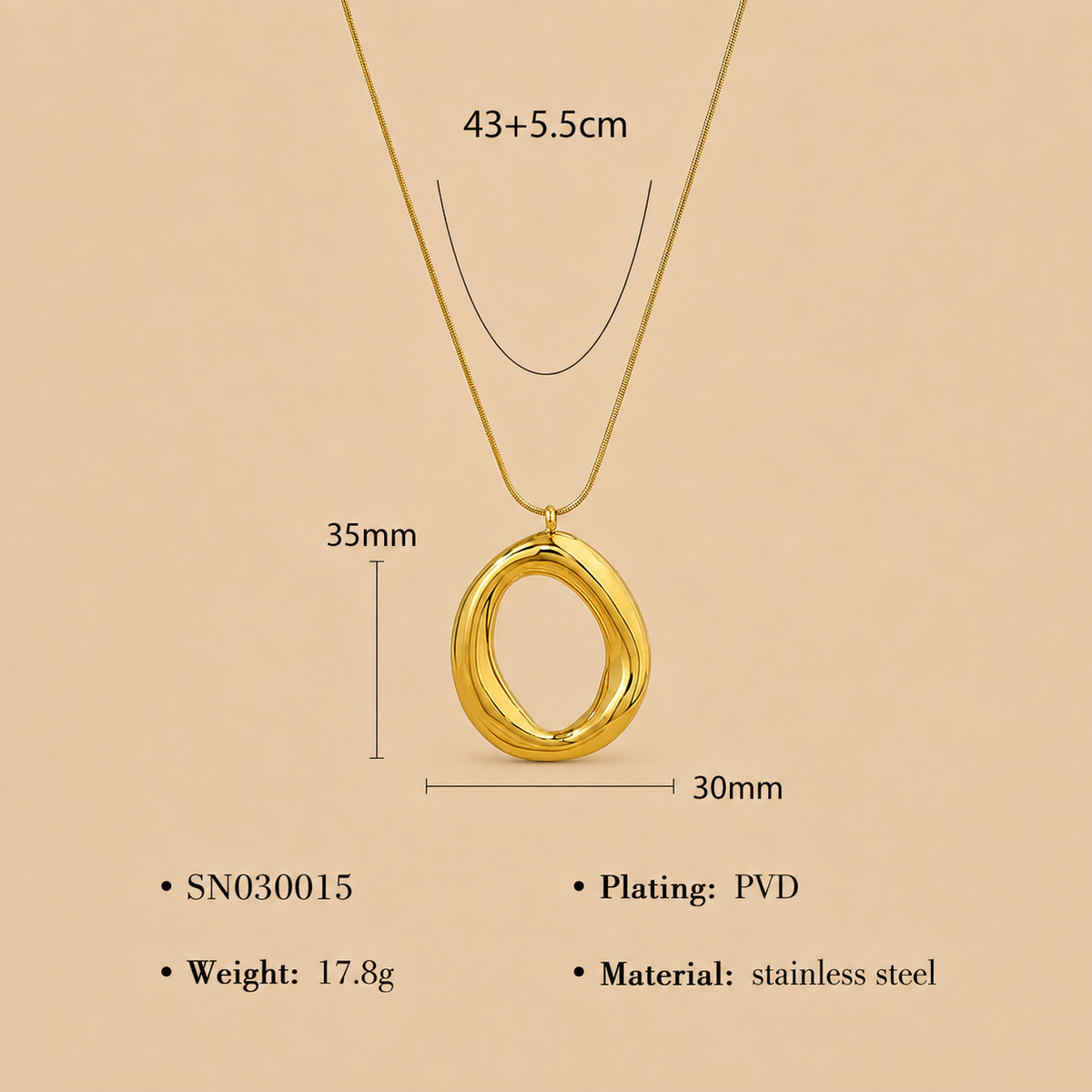 Collar Colgante Irregular Dorado