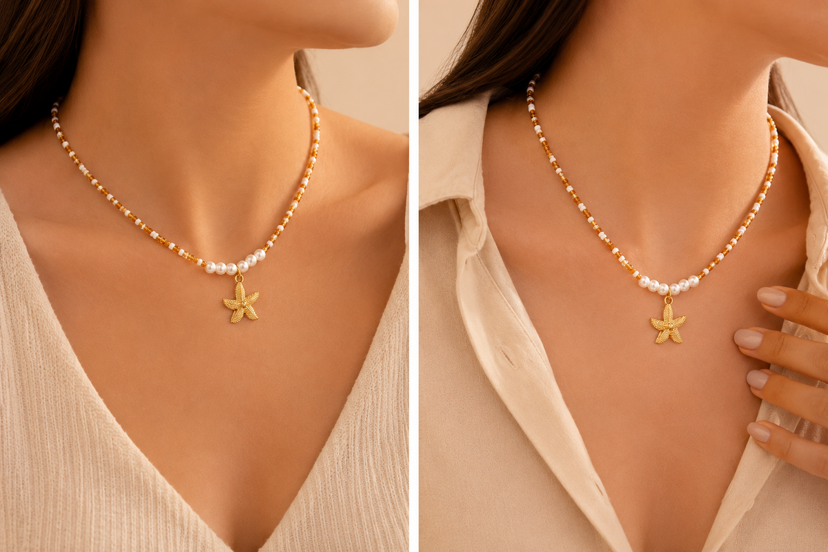Collar Estrella de Mar con Cuentas de Colores