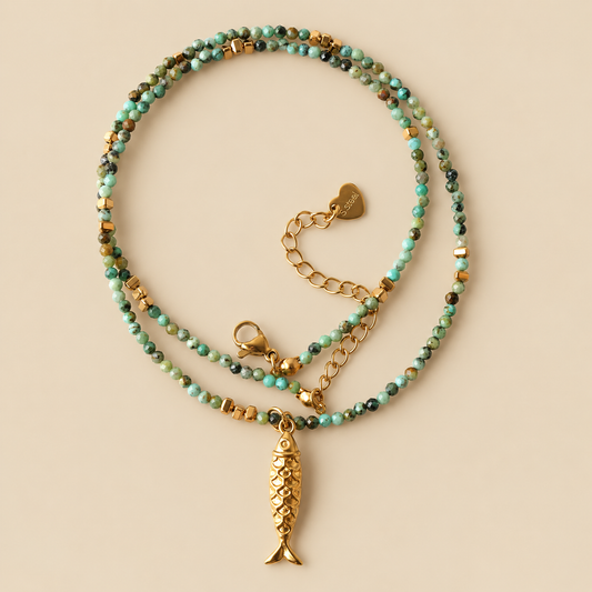 Collar de Bolitas de Colores con Colgante