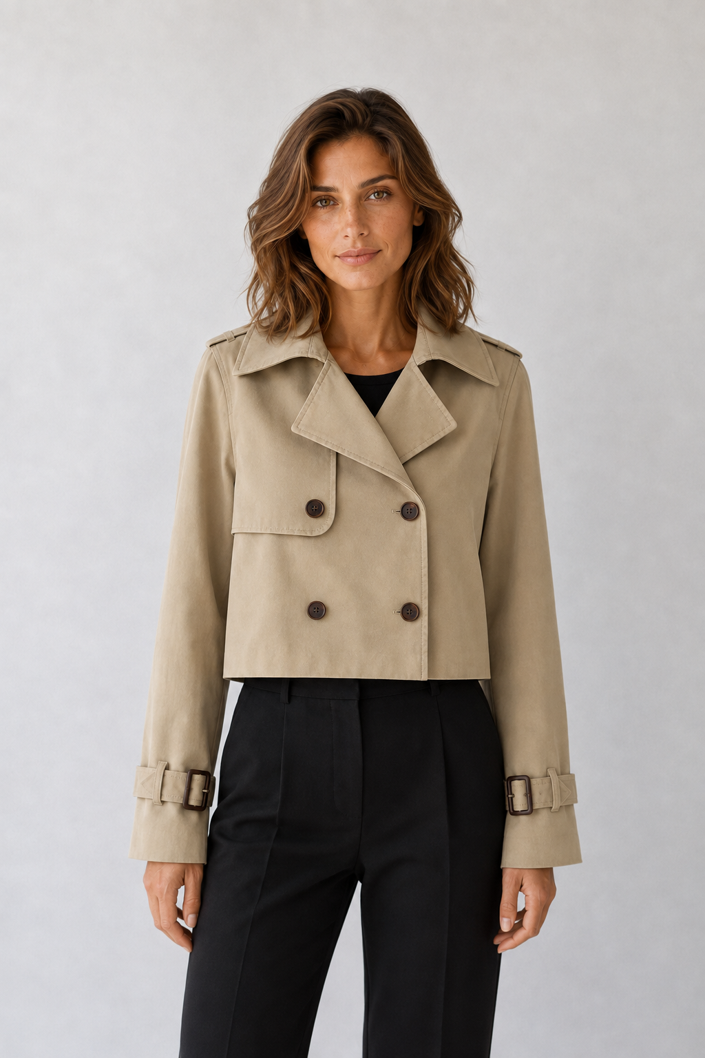 Gabardina Corta Vintage de Doble Botonadura