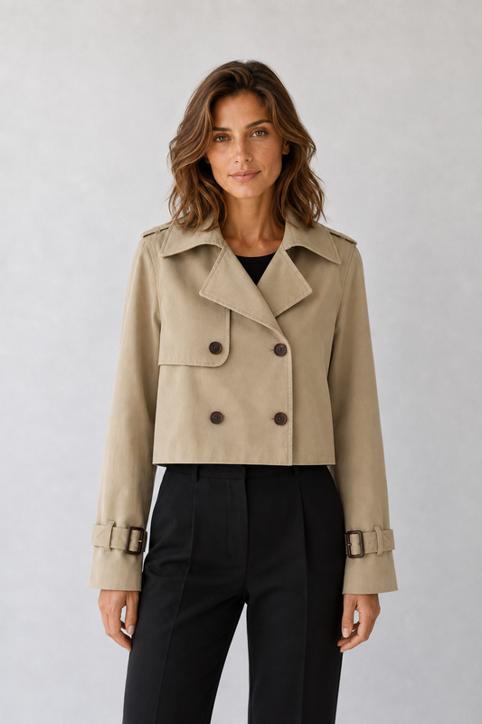 Gabardina Corta Vintage de Doble Botonadura