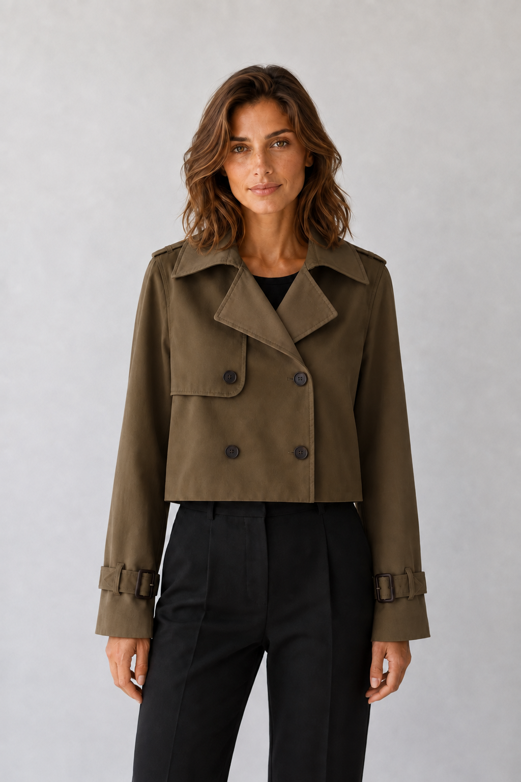 Gabardina Corta Vintage de Doble Botonadura