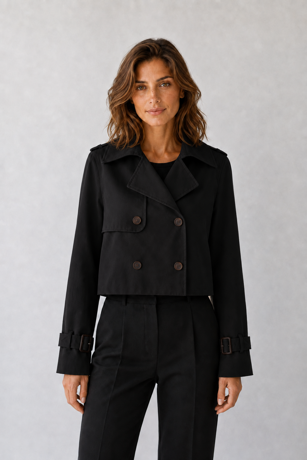 Gabardina Corta Vintage de Doble Botonadura