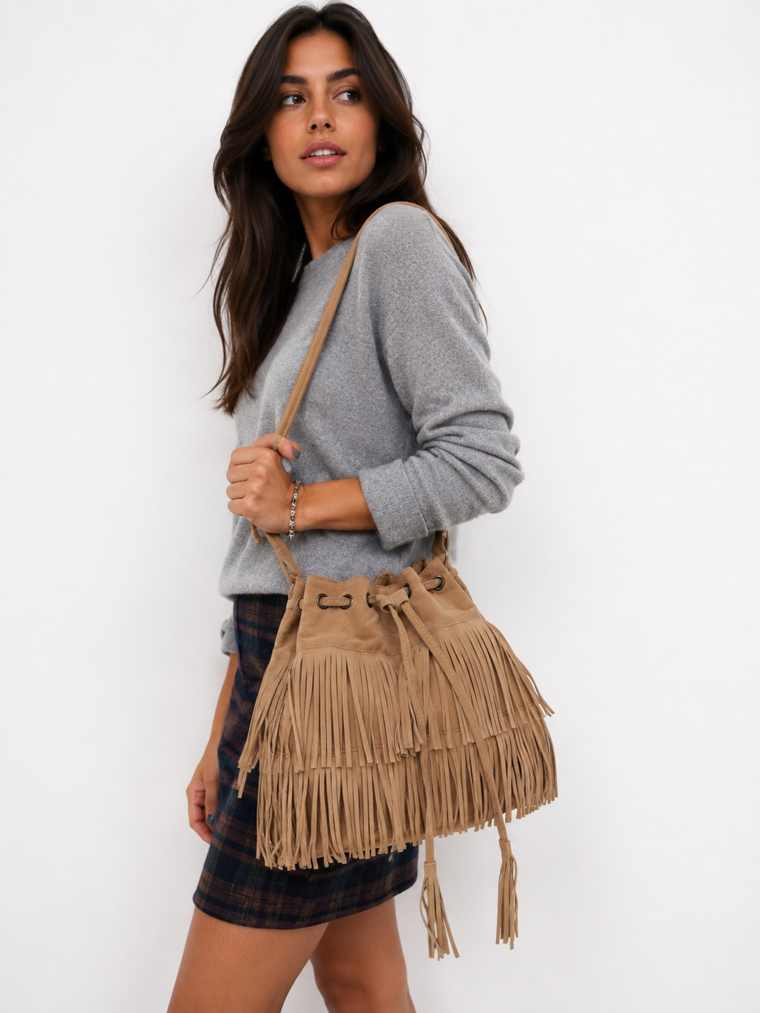 Bolso de borla esmerilada