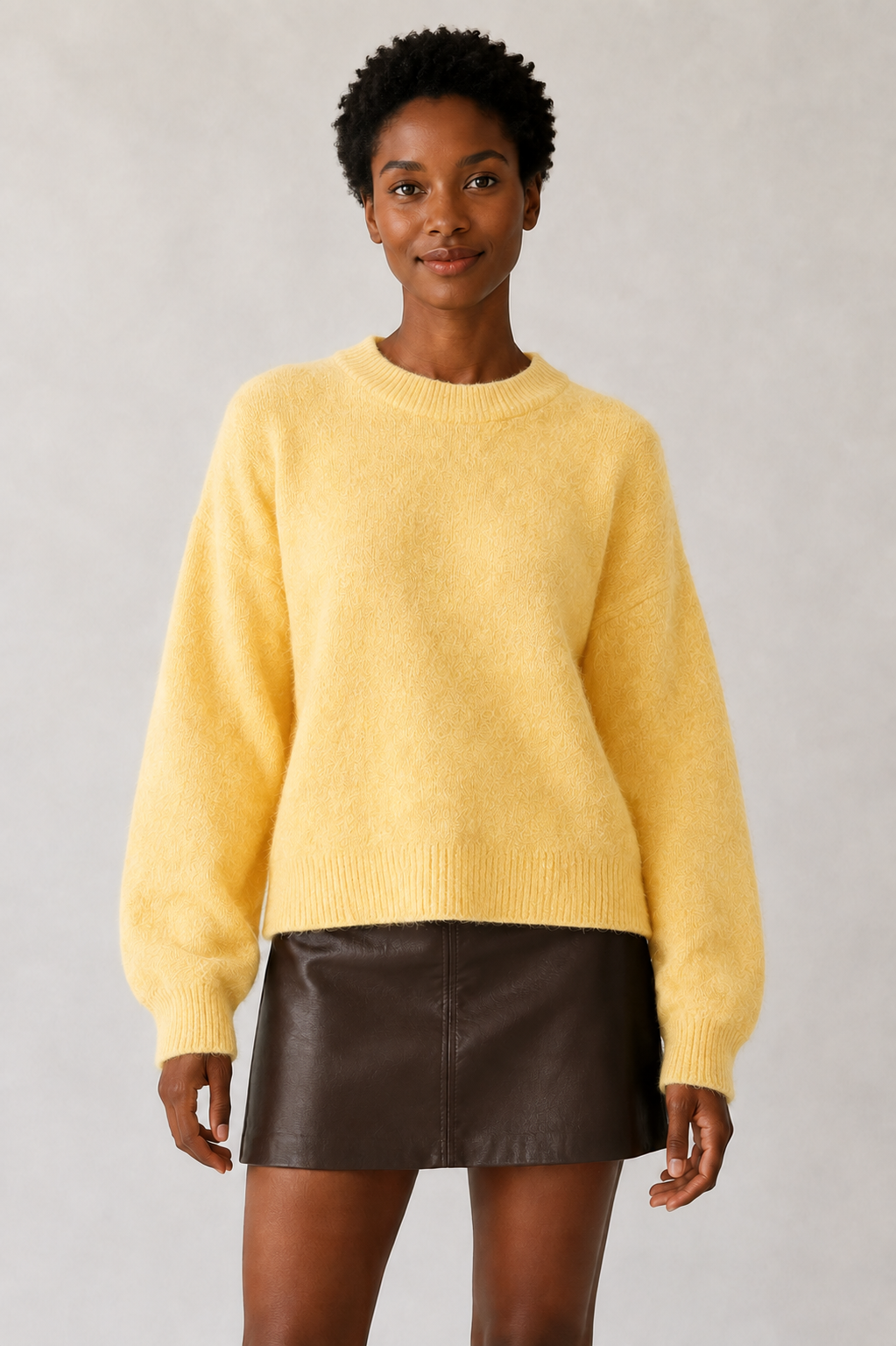Jersey Oversize de Punto con Cuello Redondo