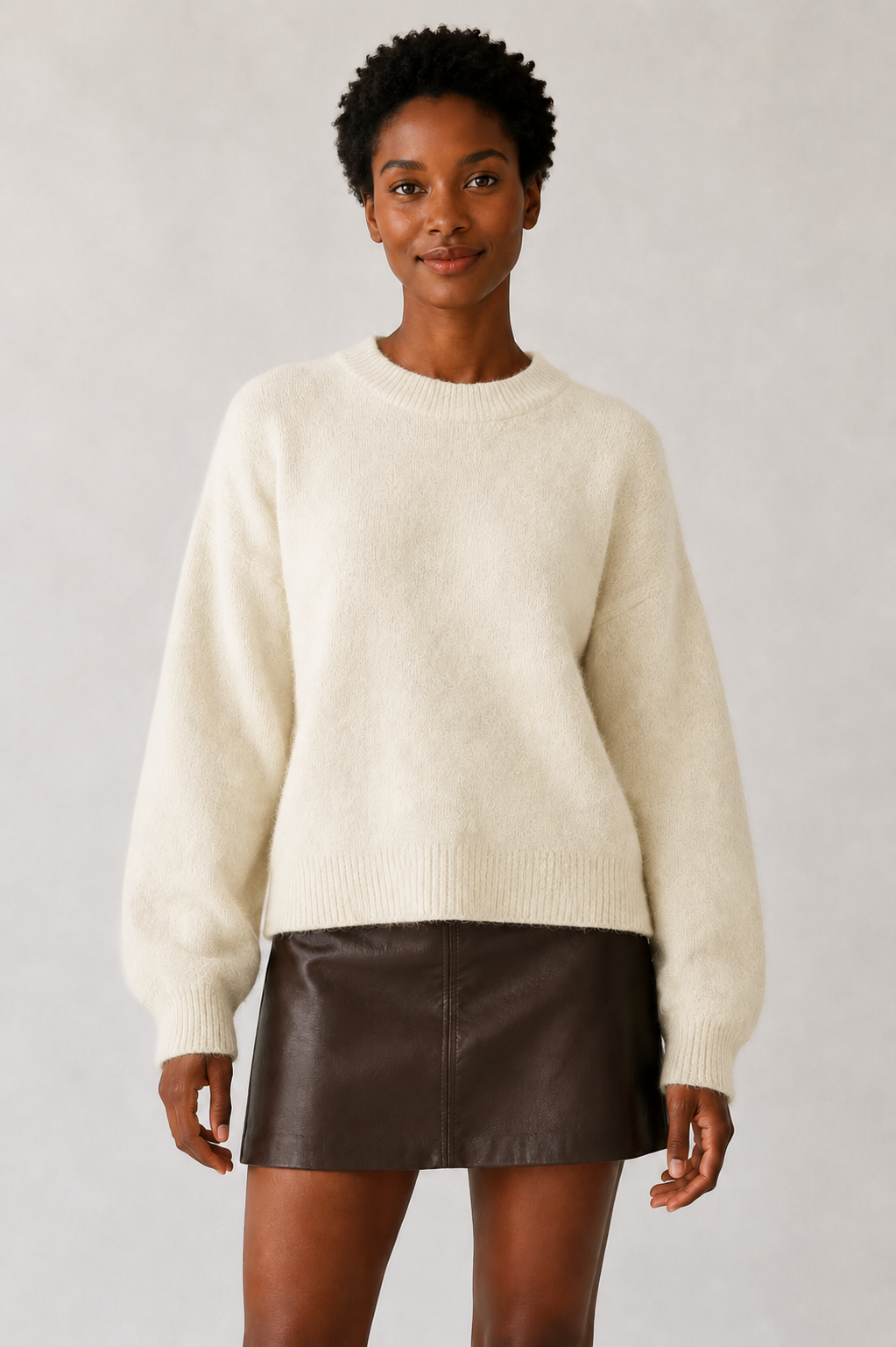 Jersey Oversize de Punto con Cuello Redondo