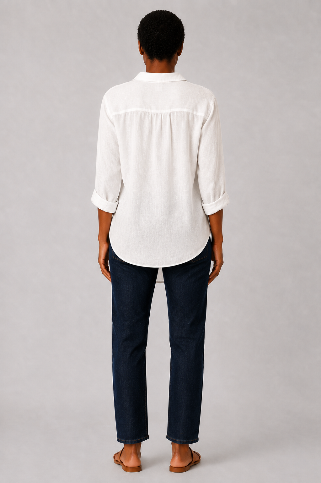 Camisa de Lino con Solapa y Botones