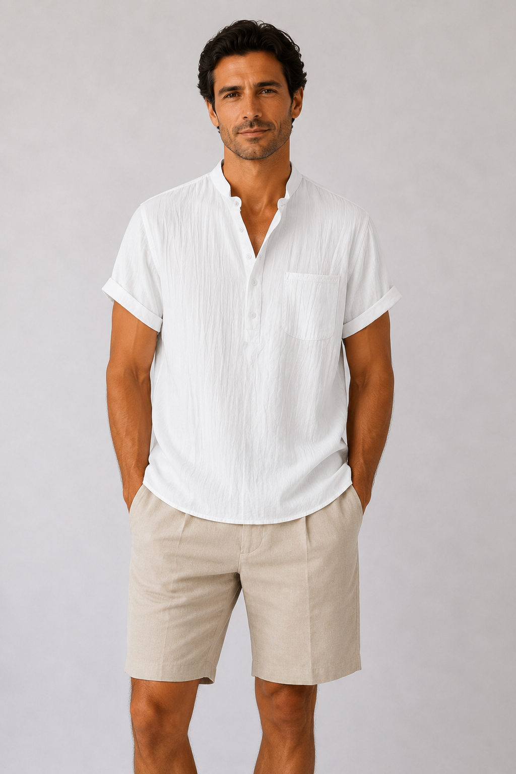 Camiseta Casual Algodón-Lino Hombre