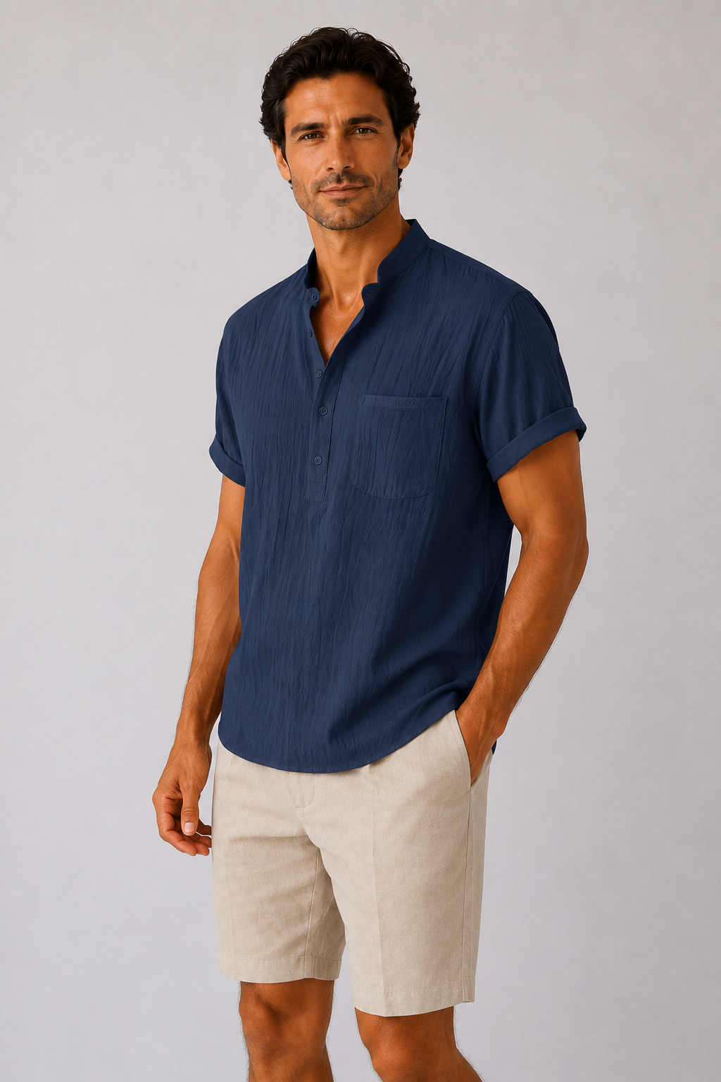 Camiseta Casual Algodón-Lino Hombre