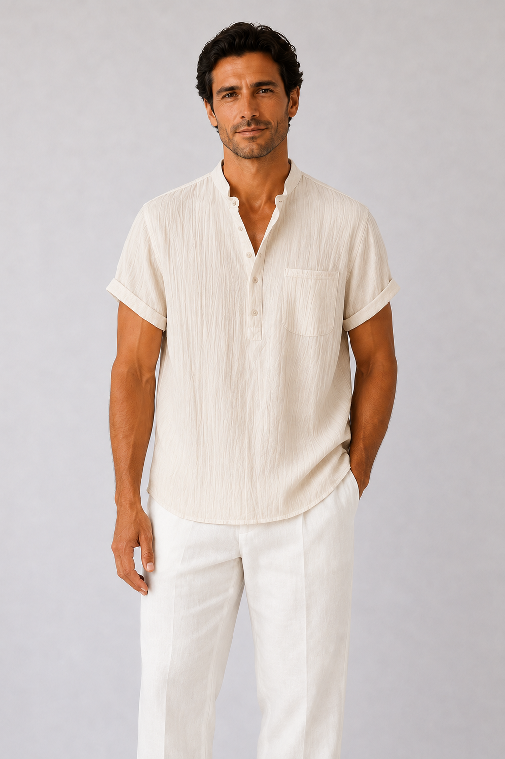 Camiseta Casual Algodón-Lino Hombre
