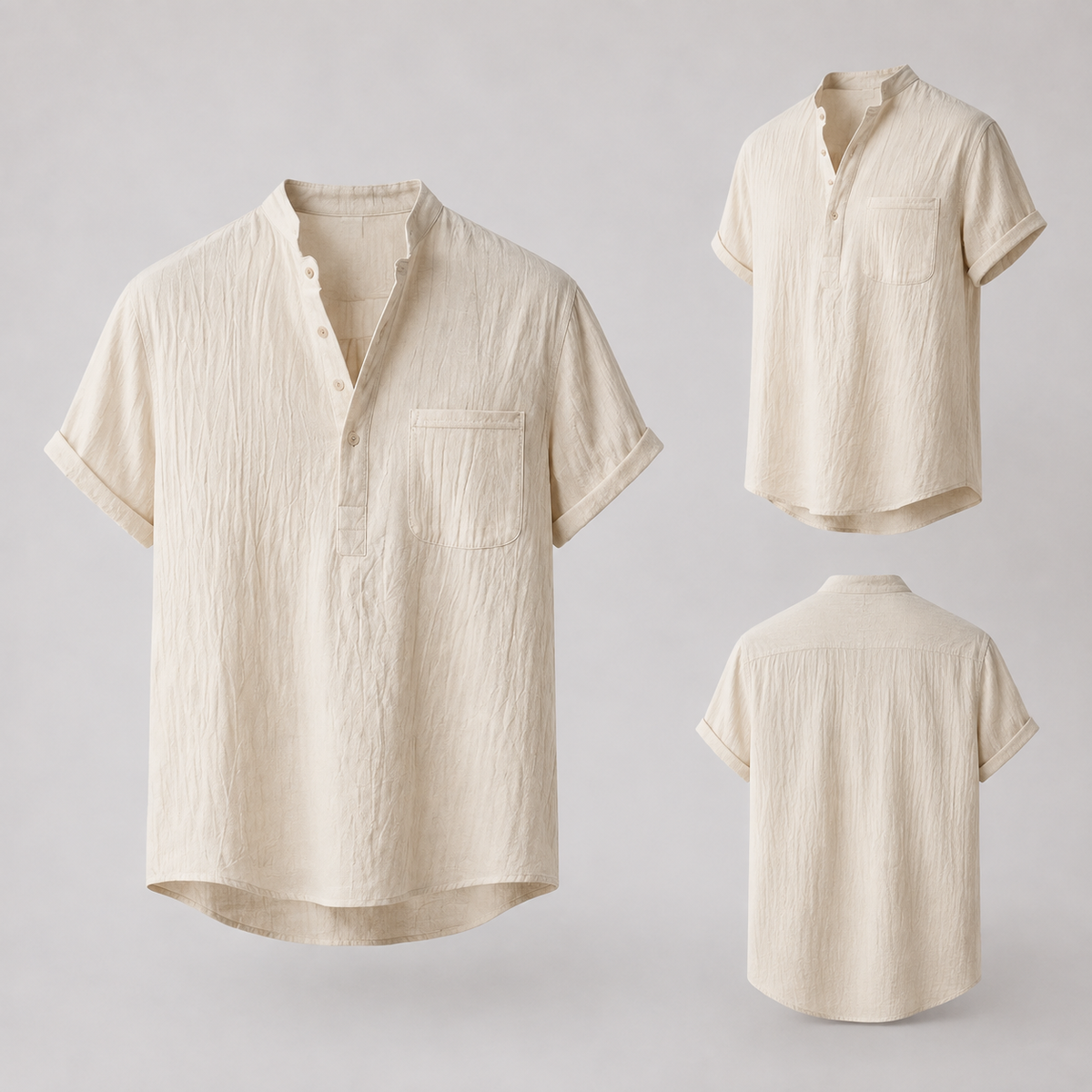 Camiseta Casual Algodón-Lino Hombre
