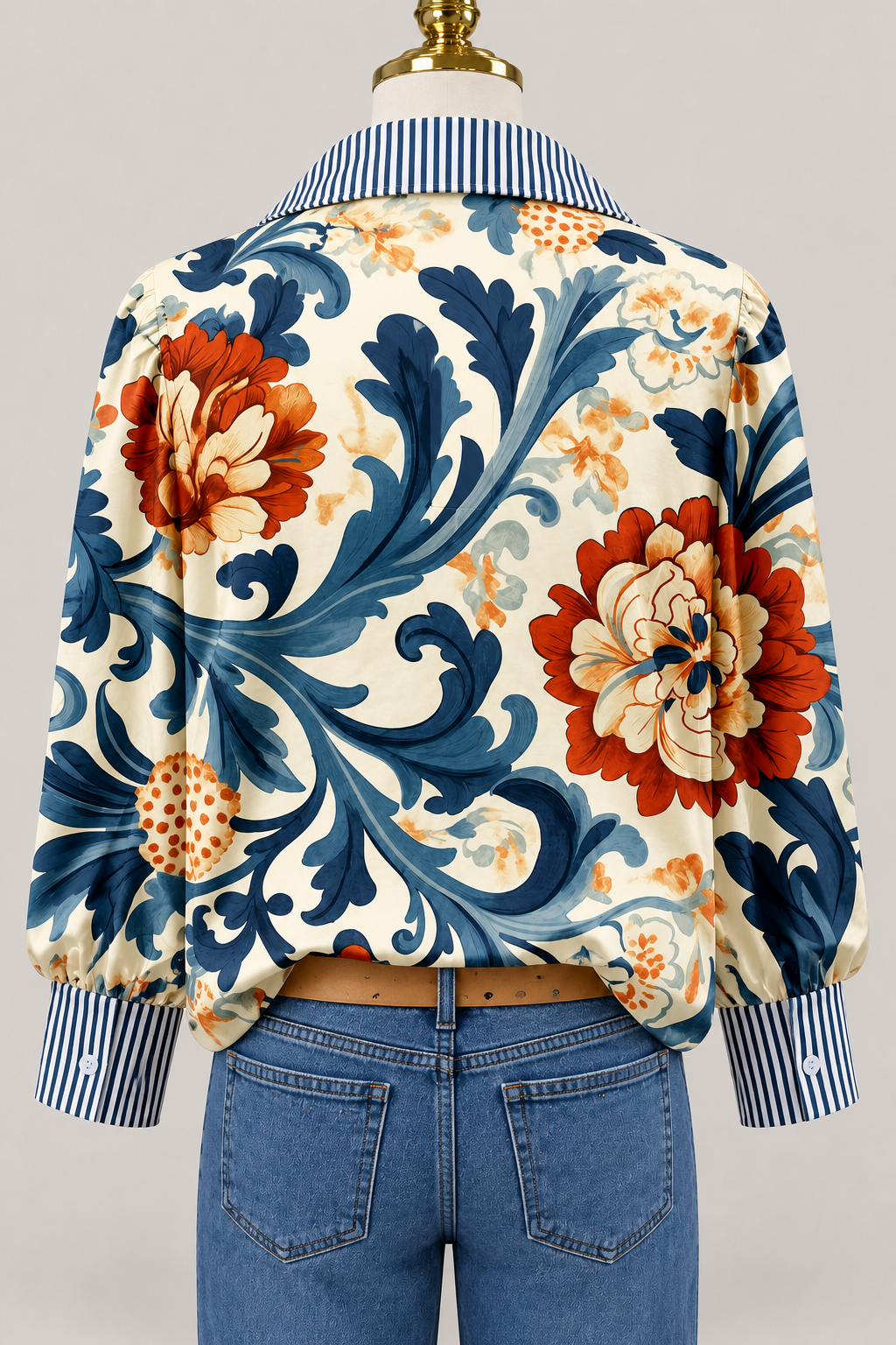 Blusa Floral Vintage | Manga Larga y Volantes