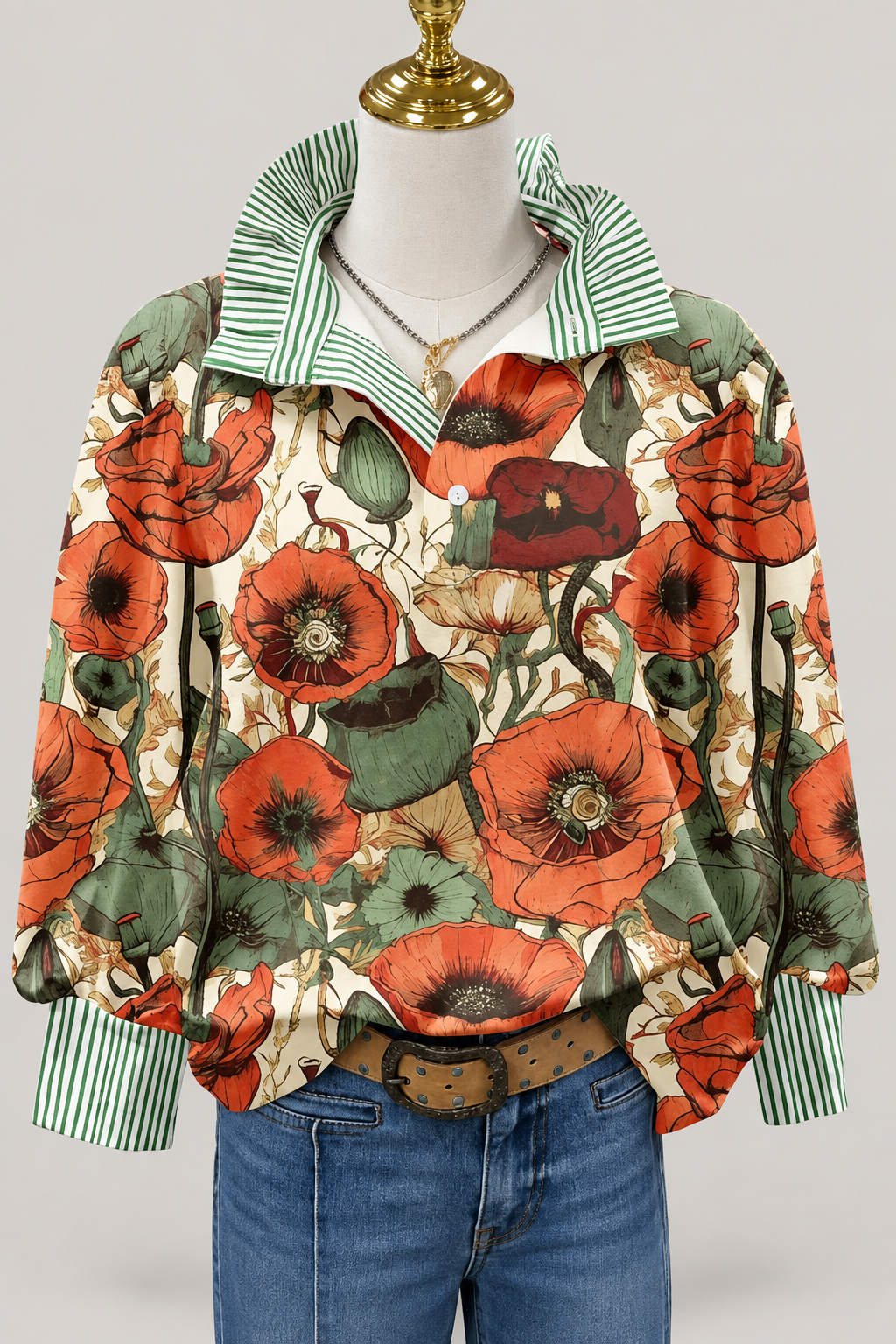 Blusa Floral Vintage | Manga Larga y Volantes