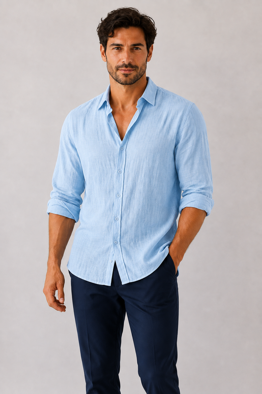 Camisa Manga Larga Lino Hombre