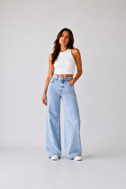 Vaqueros Anchos Rectos de Estilo Casual para Mujer