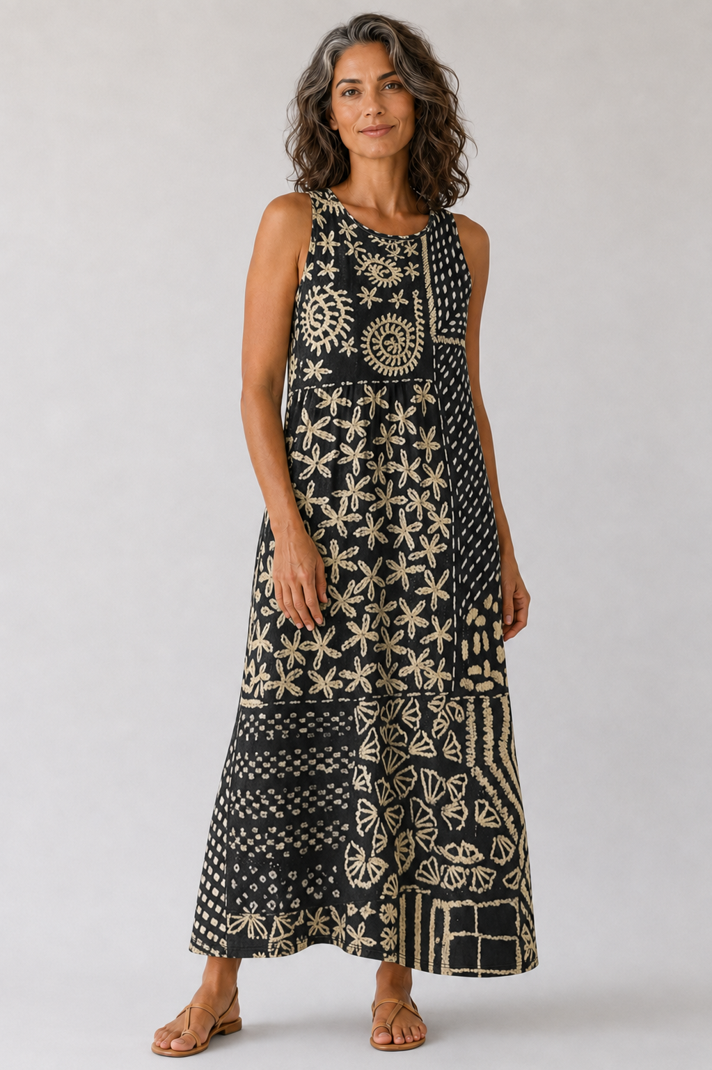 Vestido Midi Floral Boho Sin Mangas