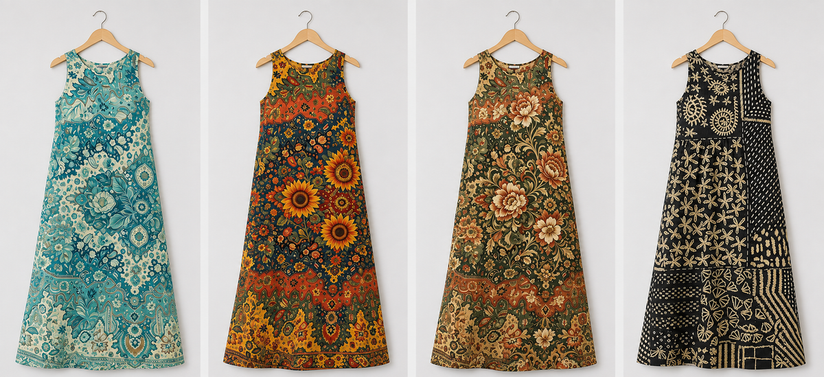 Vestido Midi Floral Boho Sin Mangas