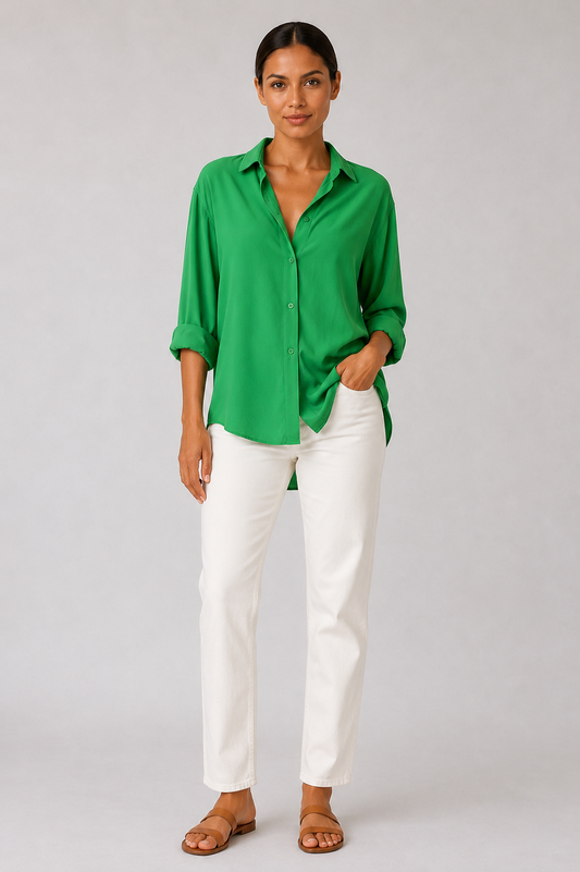 Blusa de Gasa Cuello en V