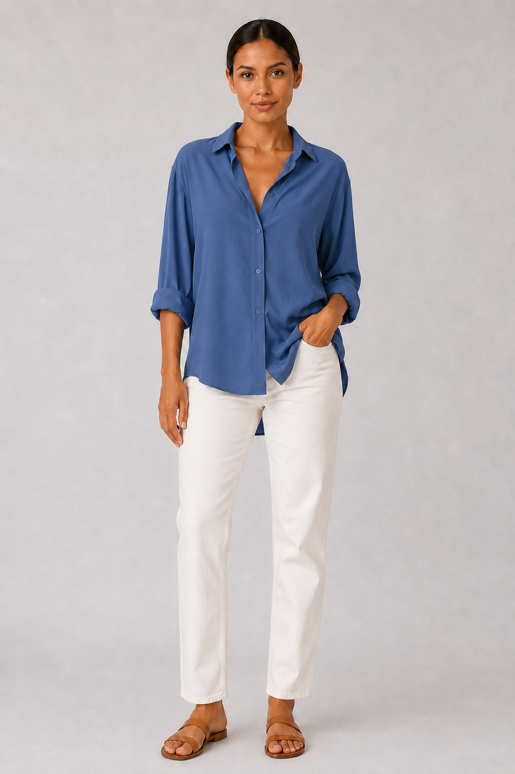 Blusa de Gasa Cuello en V