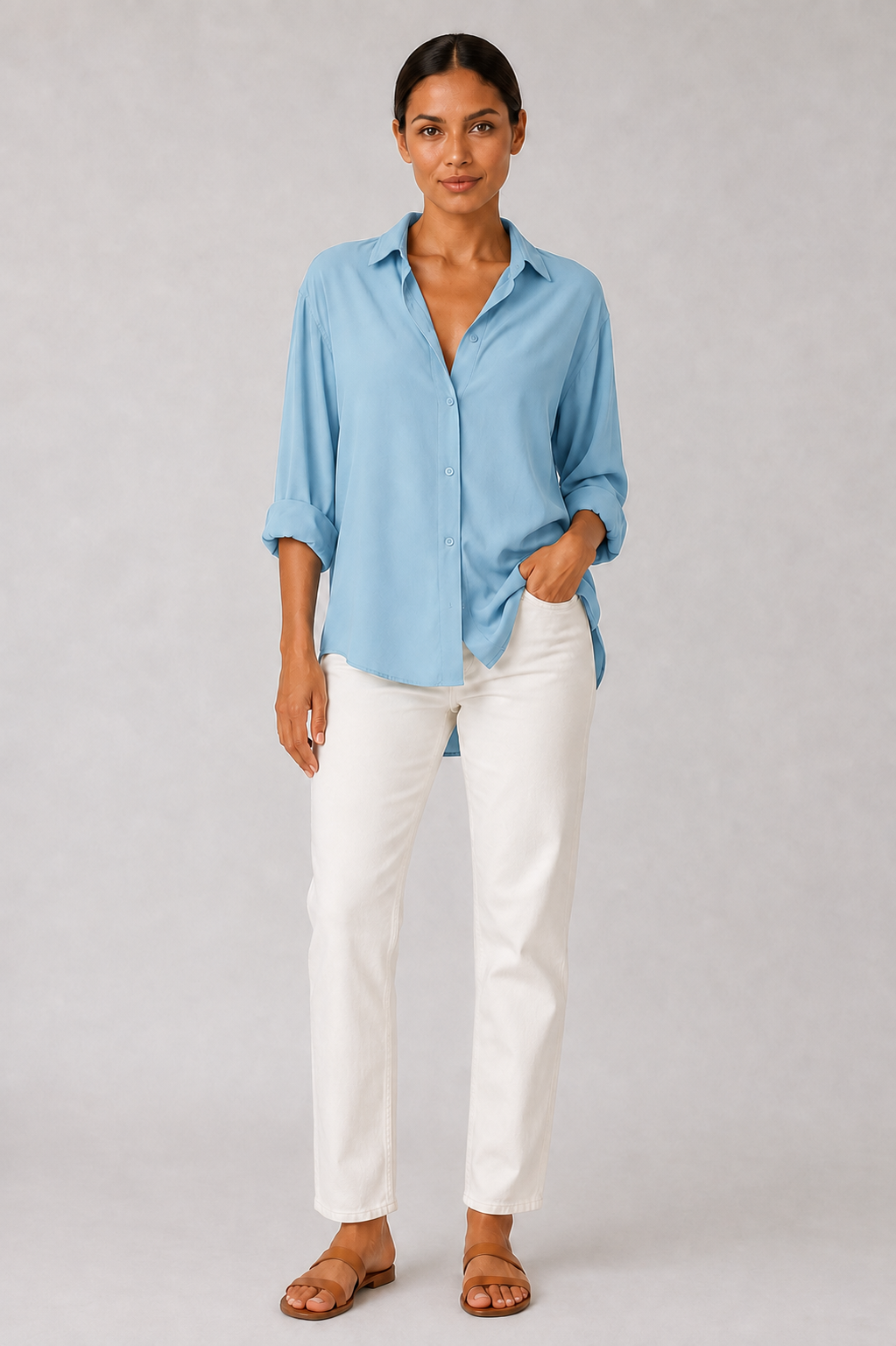 Blusa de Gasa Cuello en V