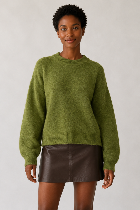 Jersey Oversize de Punto con Cuello Redondo