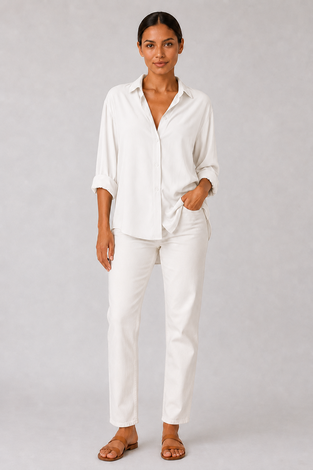 Blusa de Gasa Cuello en V